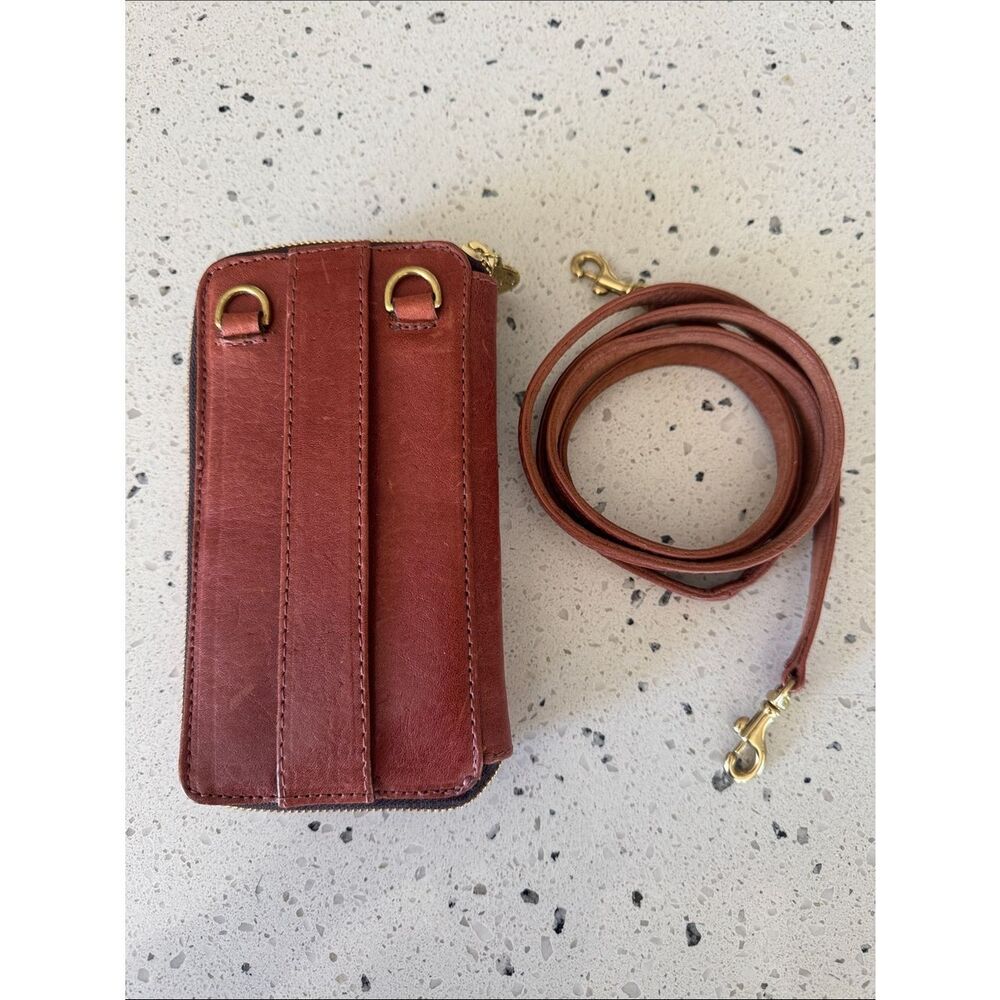 Calleen Cordero Brandy Leather Cell Phone Wallet Organizer Crossbody bag Clutch - Picture 2 of 12